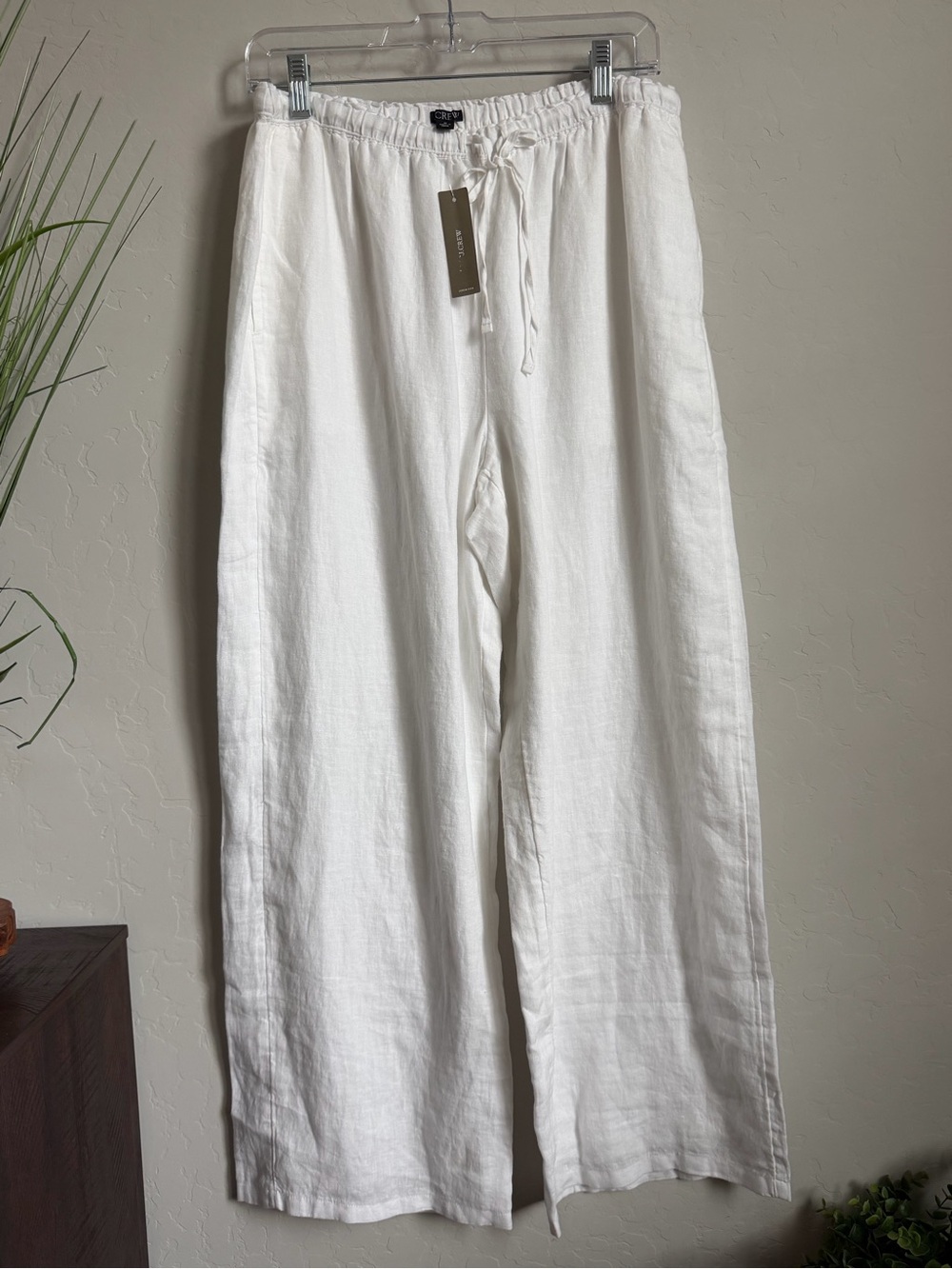 J.Crew Soleil Linen Wide-Leg Drawstring Pants White Medium NWT